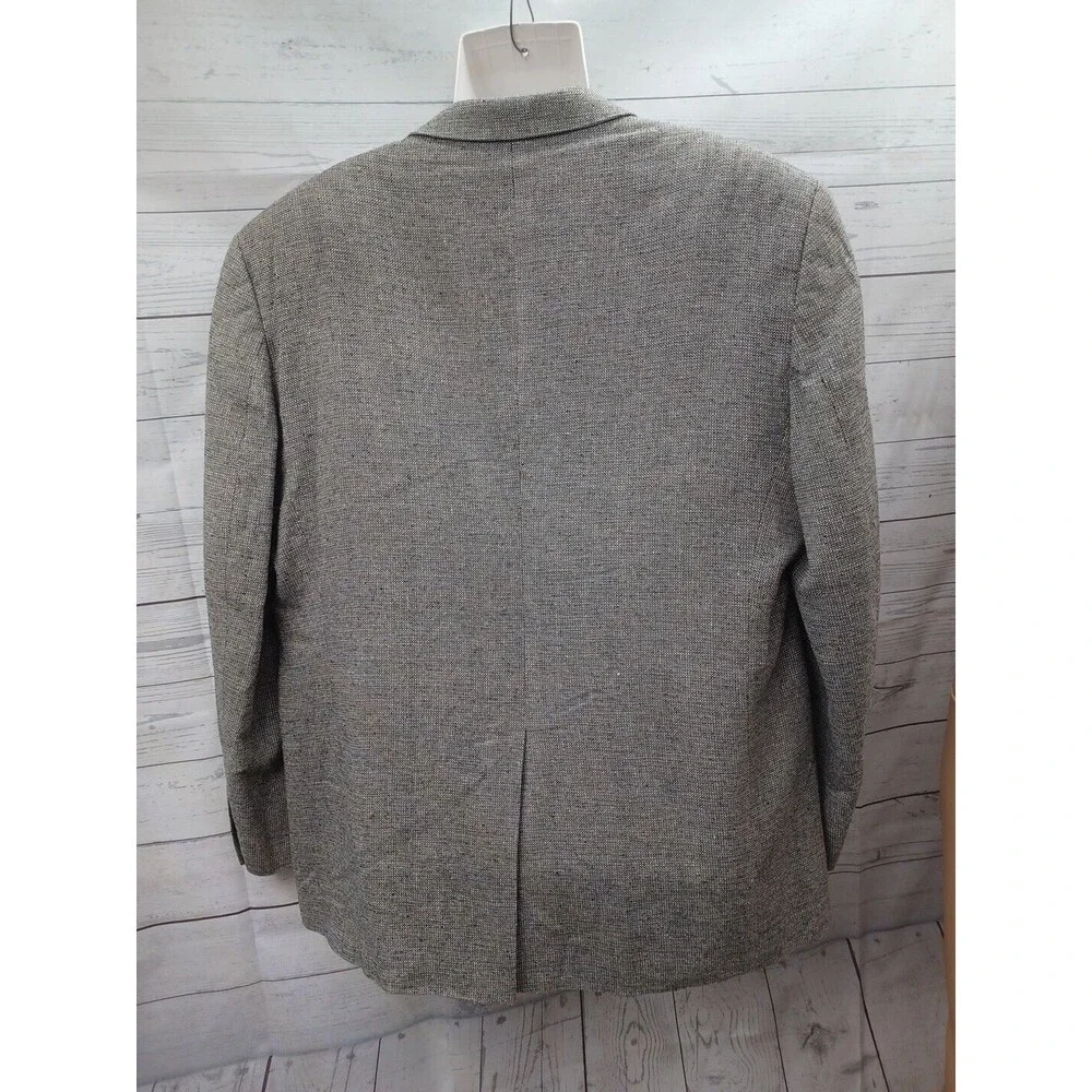 Hunt Valley Mens Blazer Jacket Gray 44R 100% Silk Tweed